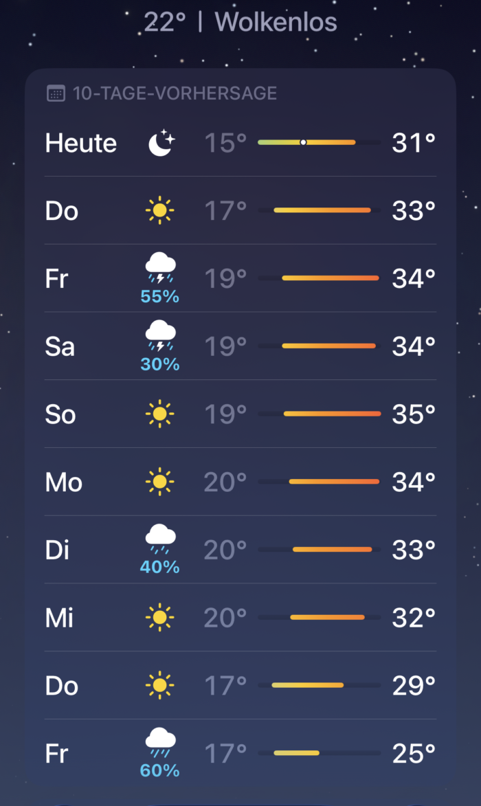 Screenshot Wetterapp