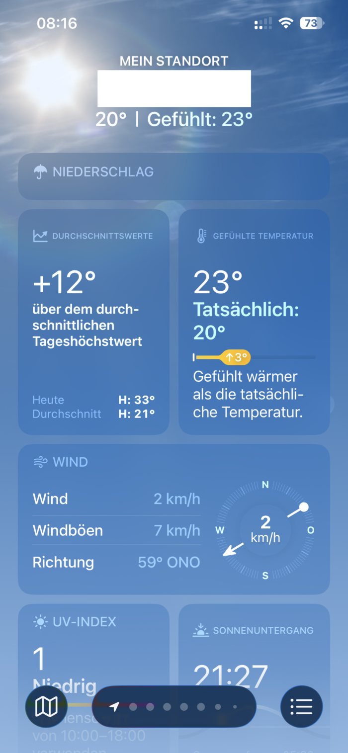 Screenshot Wetterapp