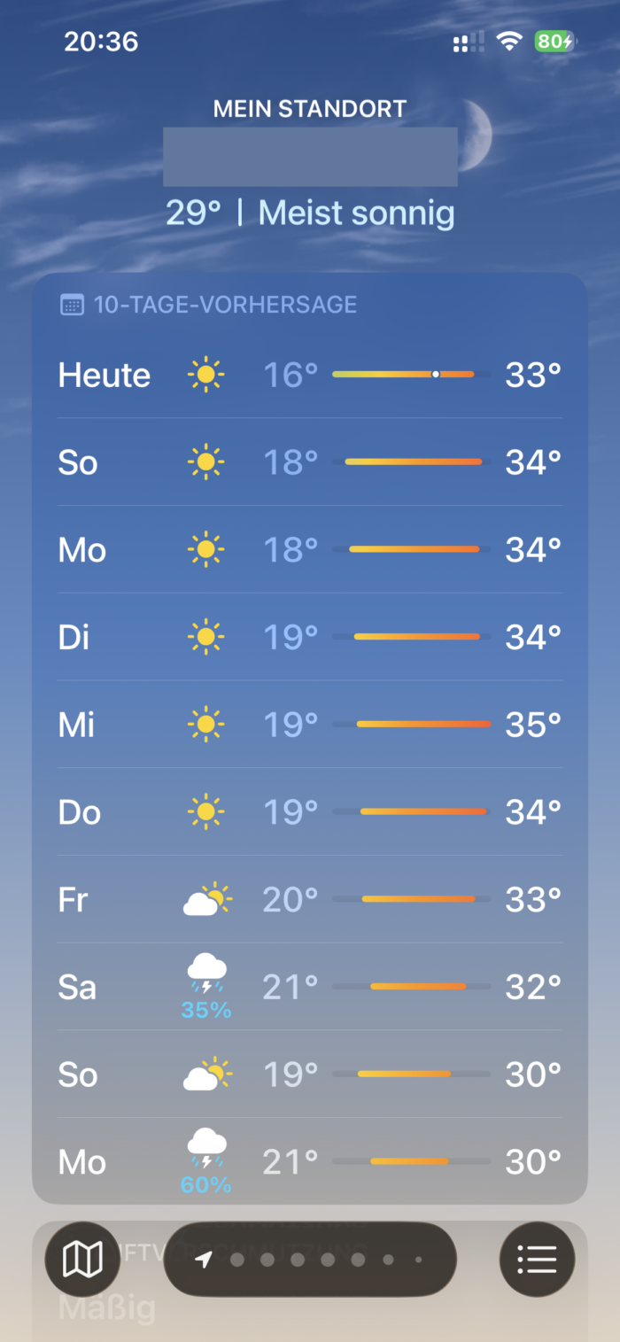 Screenshot Wetterapp