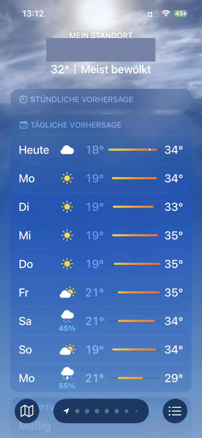 Screenshot Wetterapp