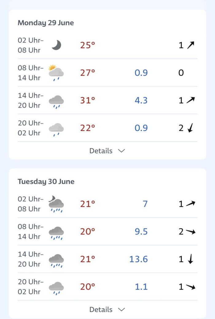 Screenshot Wetterapp