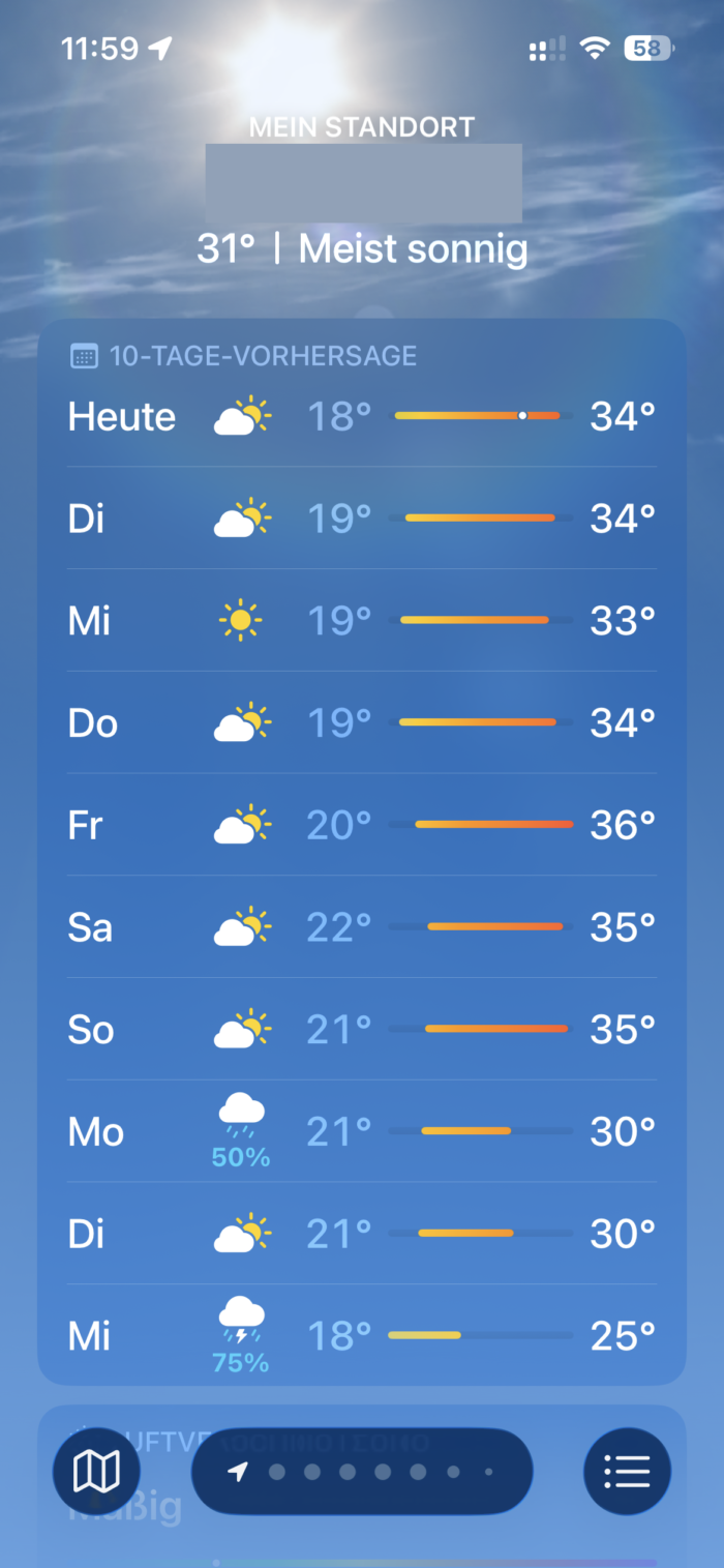 Screenshot Wetterapp