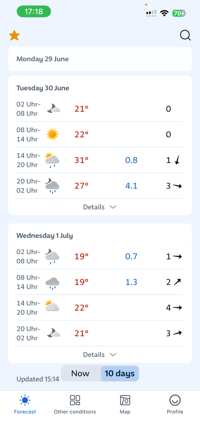Screenshot Wetterapp