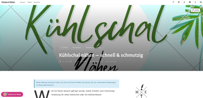 Screenshot von Melas Webseitenheader
