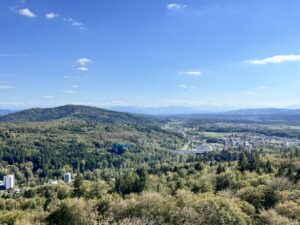 Weitblick vom Wasserturm aus, mit Blauhimmel